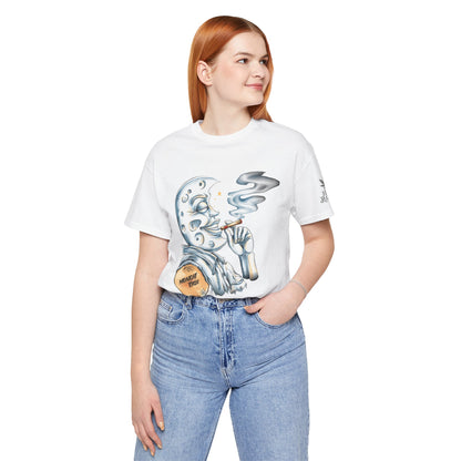 Midnight Toker Moon Tee - Premium Airlume Cotton Cannabis Culture Vintage Art