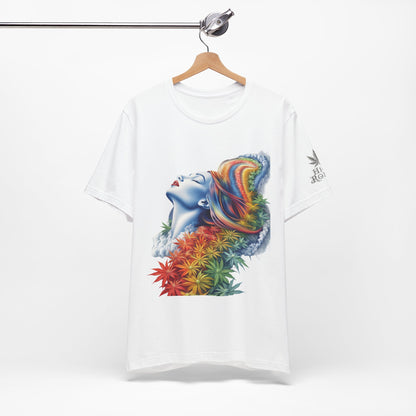 Rainbow Bloom Tee - Premium Airlume Cotton Cannabis Culture Spectrum Goddess Art