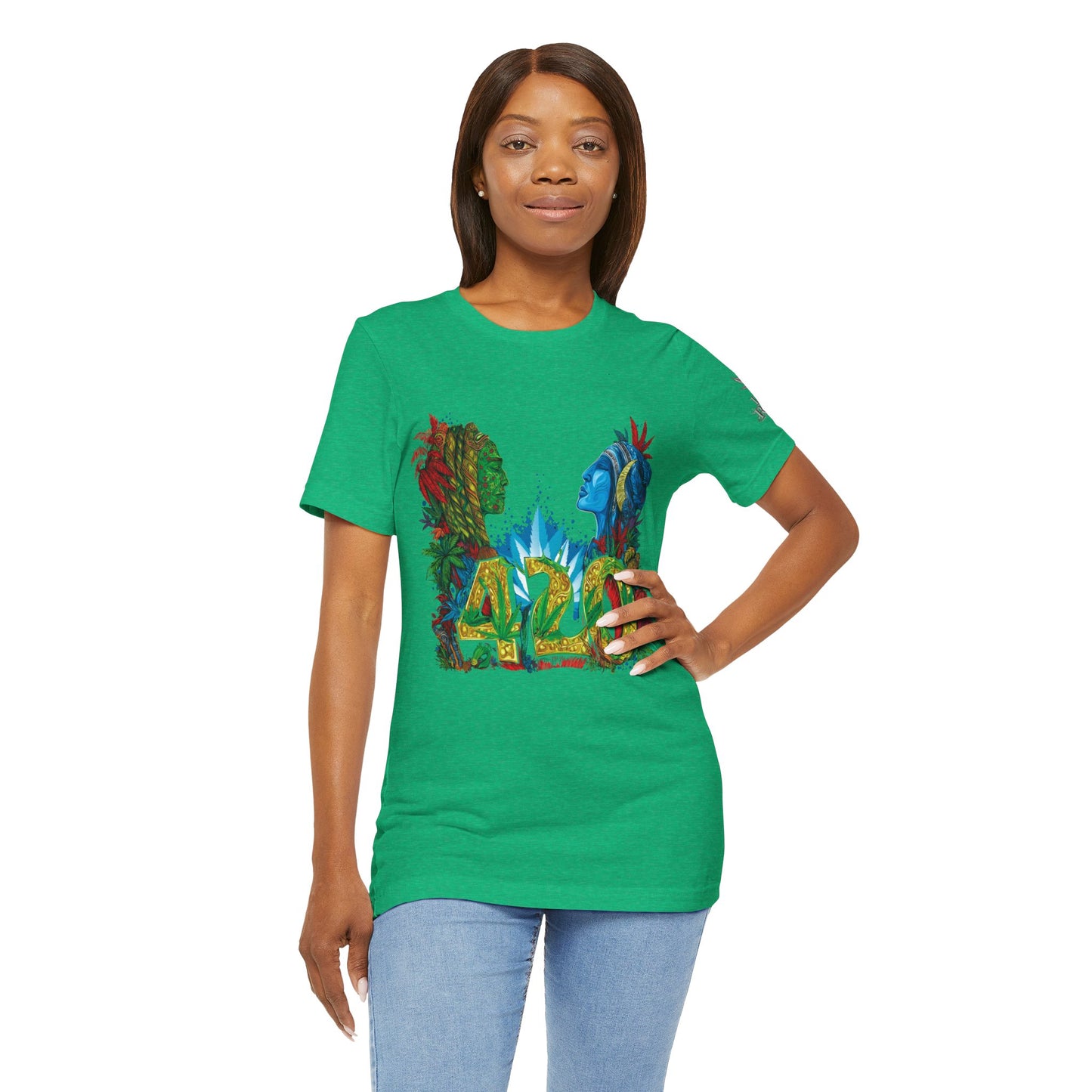 420 Celebration Premium Cannabis Culture T-Shirt - Dual Profile Art With Nature Elements And Bold 420 Typography