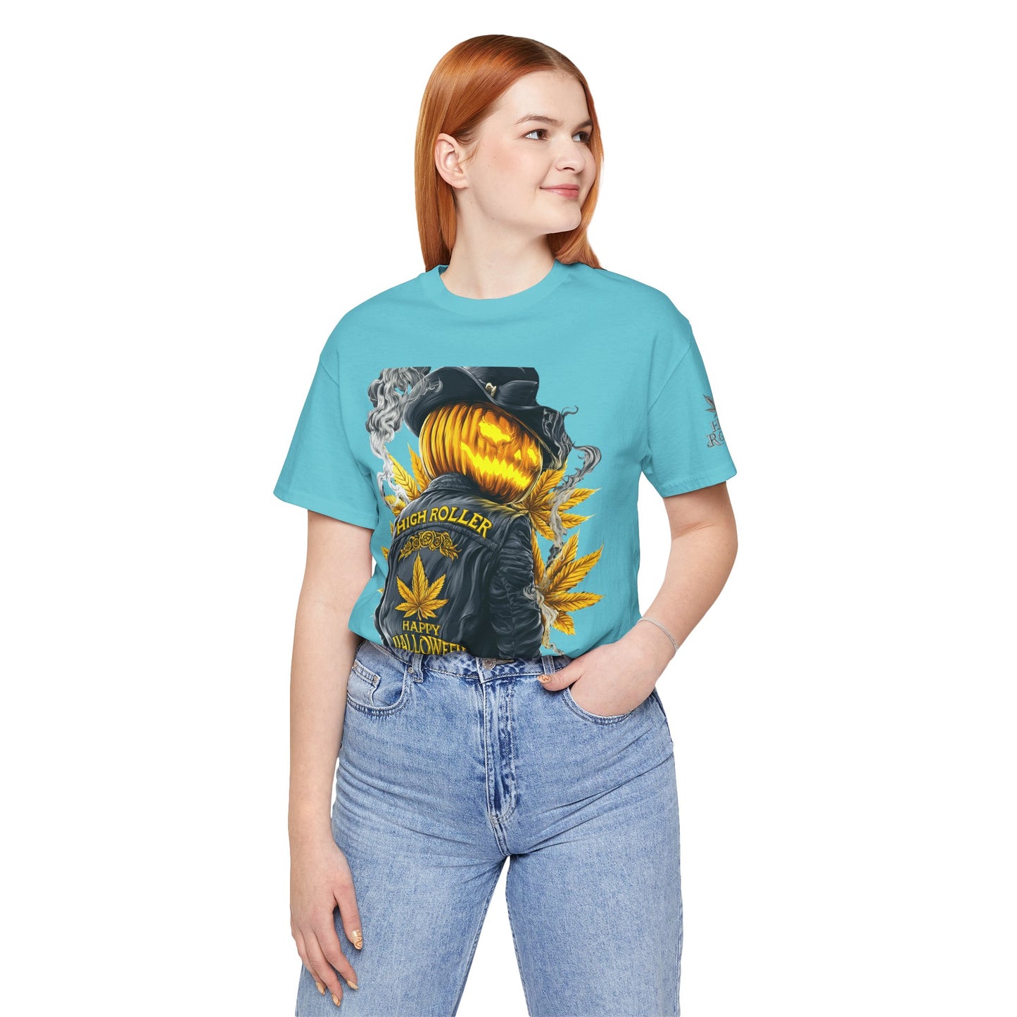 Halloween Witch Rider Cannabis T-Shirt - Premium Spooky 420 Biker Edition Apparel