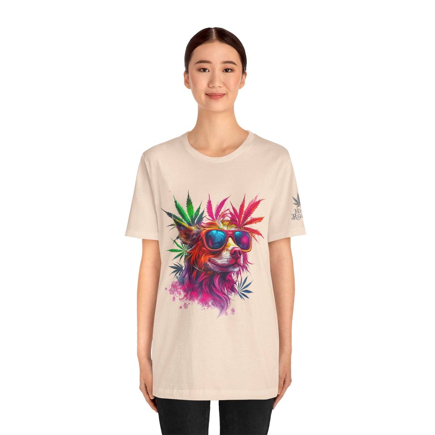 Spectrum Pup Tee - Premium Airlume Cotton Cannabis Culture Psychedelic Dog Art