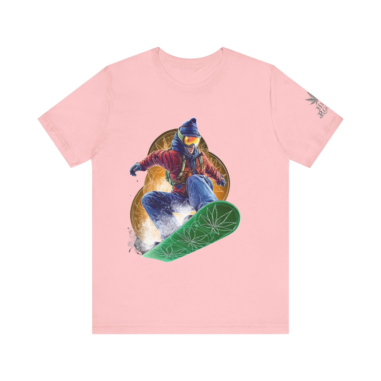 High Roller Snowboard Cannabis T-Shirt - Premium 420 Winter Sports Action Shred Mountain Lifestyle Apparel
