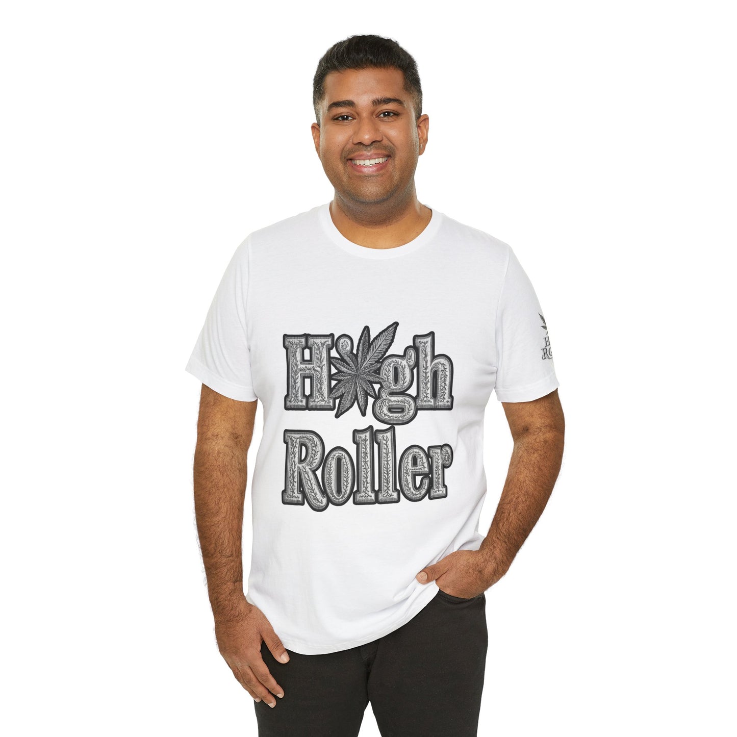 High Roller Classic Tee - Premium Airlume Cotton Cannabis Culture Ornate Typography Art
