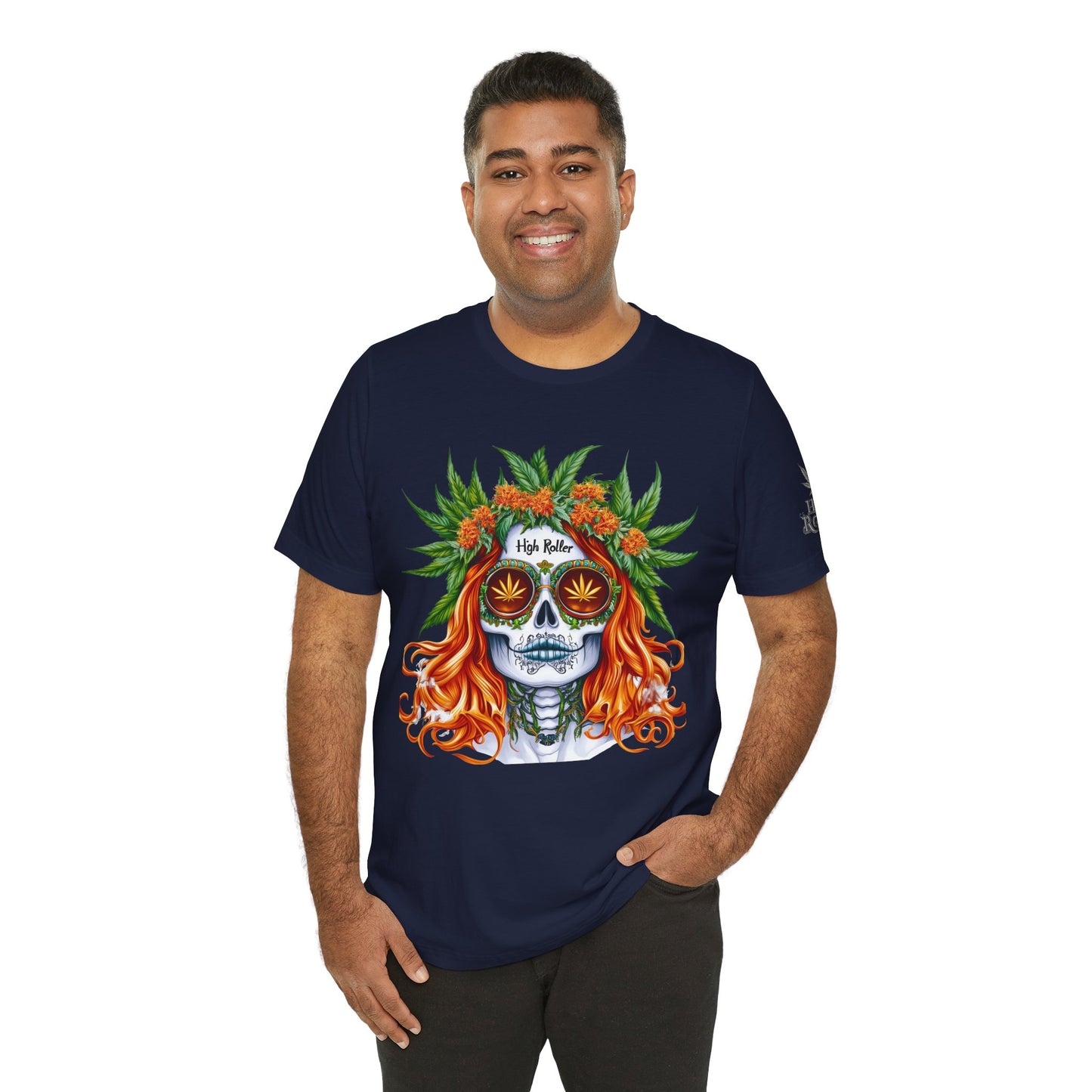 Sugar Skull Goddess Tee - Premium Airlume Cotton Cannabis Culture Day of Dead Art