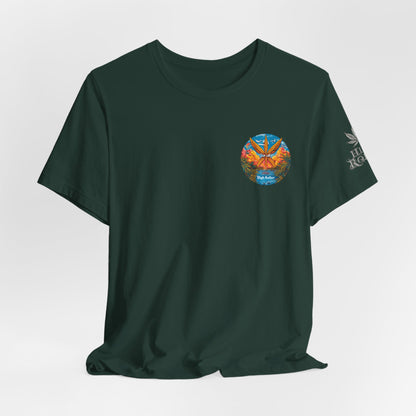 Cannabis Paradise Circle Tee - Tropical Sunset Art Design | High Roller