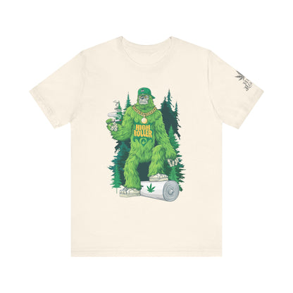 Bigfoot HIGH ROLLER Halloween Cannabis Forest T-Shirt - Premium Sasquatch Lifestyle Legend 420 Apparel