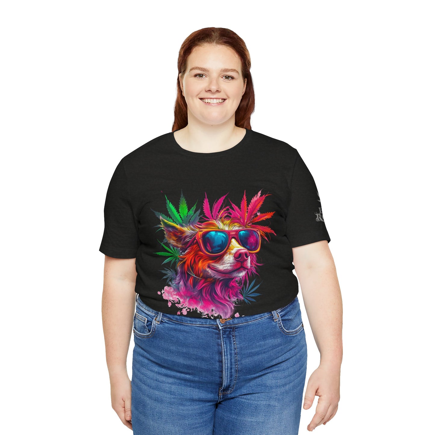 Spectrum Pup Tee - Premium Airlume Cotton Cannabis Culture Psychedelic Dog Art