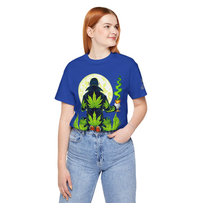 Luxury Gothic Cannabis Vampire T-Shirt - Premium Dark HIGH ROLLER Streetwear - Elevated Nocturnal 420 Fashion