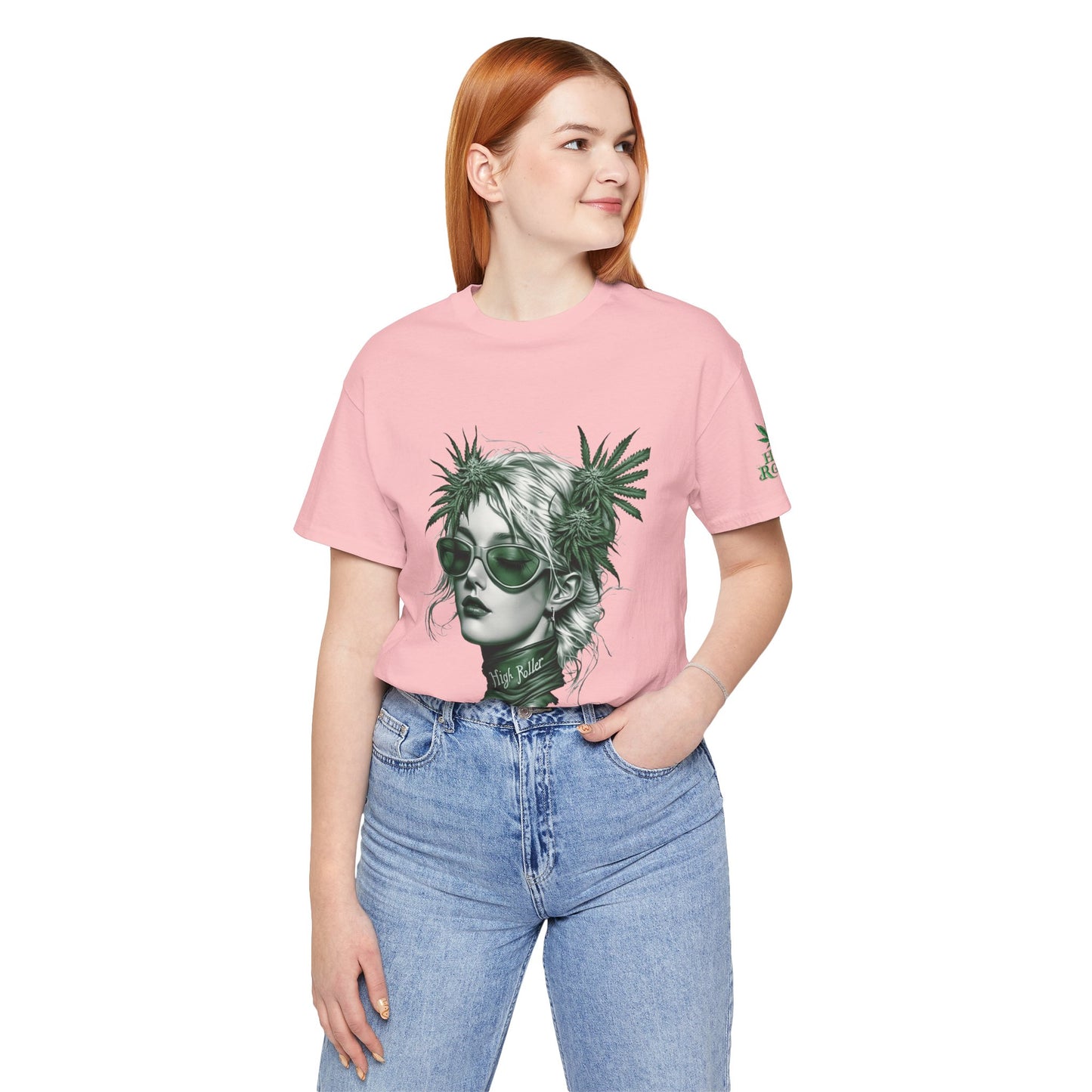 Green Queen T-Shirt - Premium Airlume Cotton Cannabis Crown Portrait Art Tee