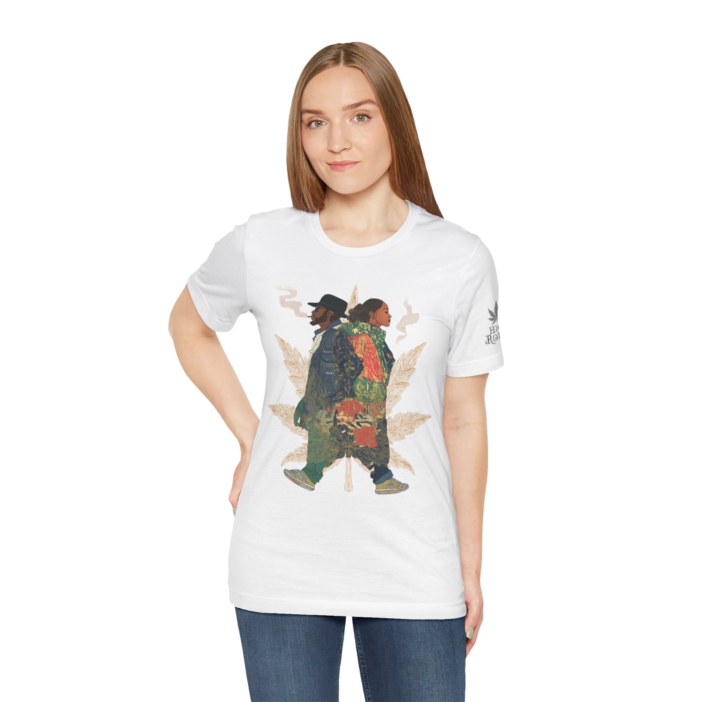 High Roller Back to Back Cannabis T-Shirt - Premium 420 Hip-Hop Duo Golden Leaf Street Culture Partnership Unity Apparel