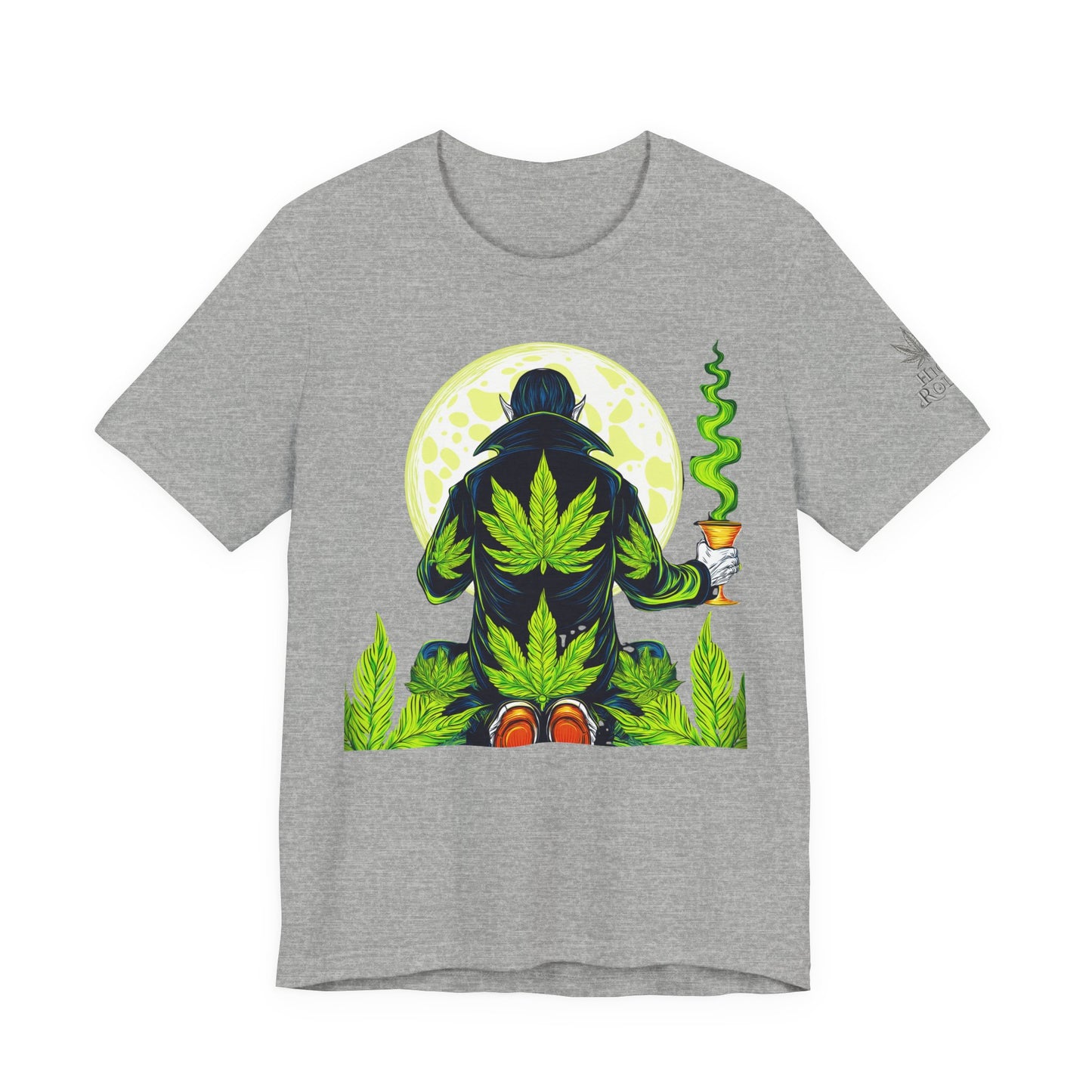 Luxury Gothic Cannabis Vampire T-Shirt - Premium Dark HIGH ROLLER Streetwear - Elevated Nocturnal 420 Fashion