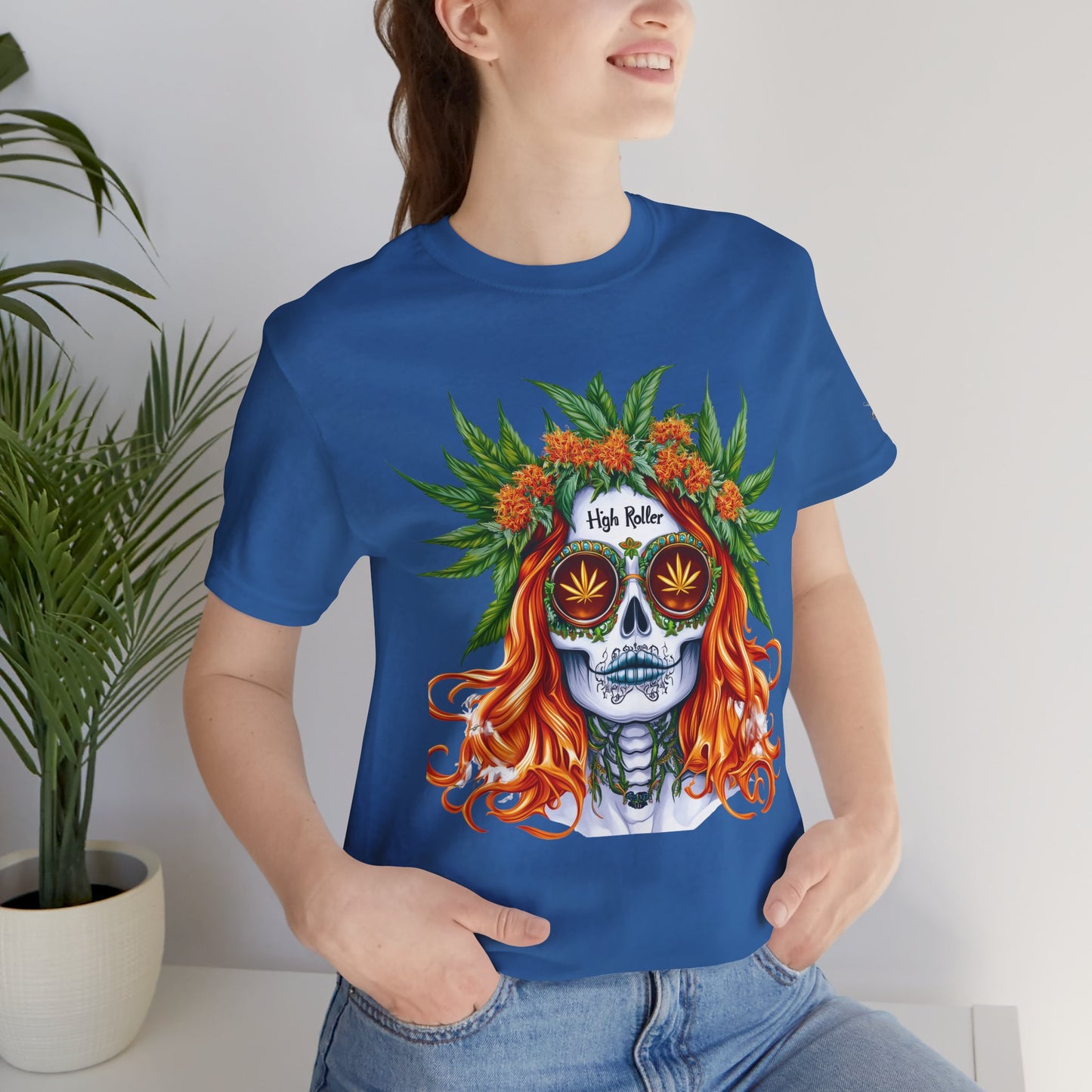 Sugar Skull Goddess Tee - Premium Airlume Cotton Cannabis Culture Day of Dead Art