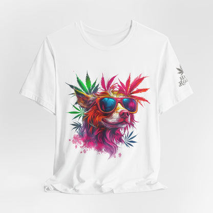 Spectrum Pup Tee - Premium Airlume Cotton Cannabis Culture Psychedelic Dog Art