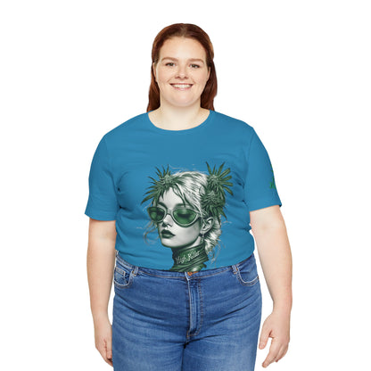Green Queen T-Shirt - Premium Airlume Cotton Cannabis Crown Portrait Art Tee