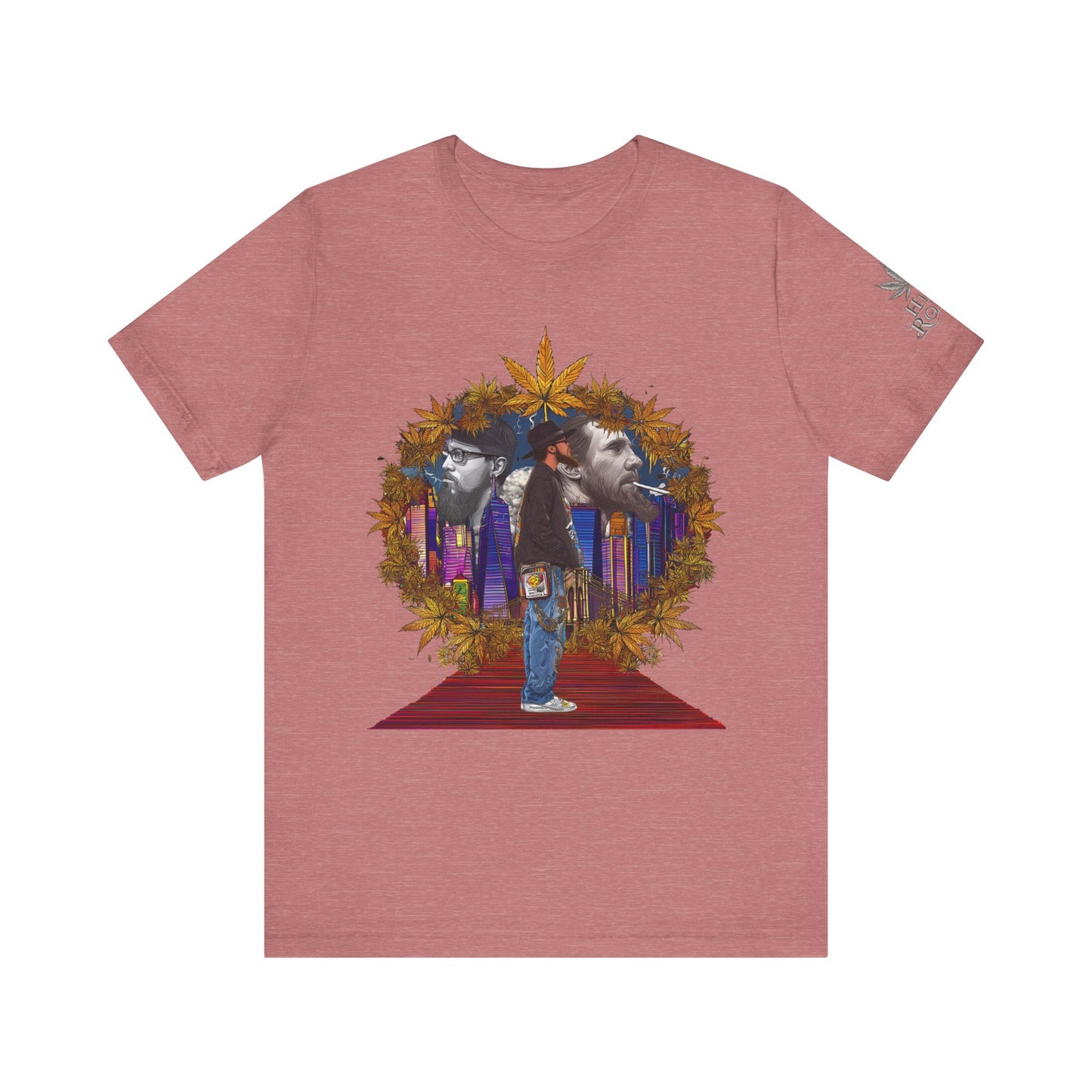 High Roller Red Carpet Cannabis T-Shirt - Premium 420 Hip-Hop Legacy Golden Frame Street Culture Artistic Portrait Apparel