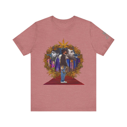 High Roller Red Carpet Cannabis T-Shirt - Premium 420 Hip-Hop Legacy Golden Frame Street Culture Artistic Portrait Apparel