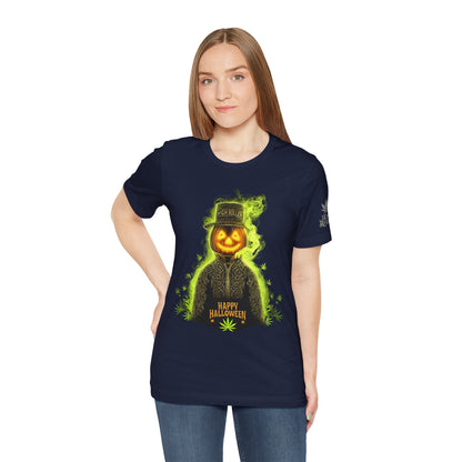 Spectral Pumpkin HIGH ROLLER Halloween T-Shirt - Premium Dark Cannabis Apparel