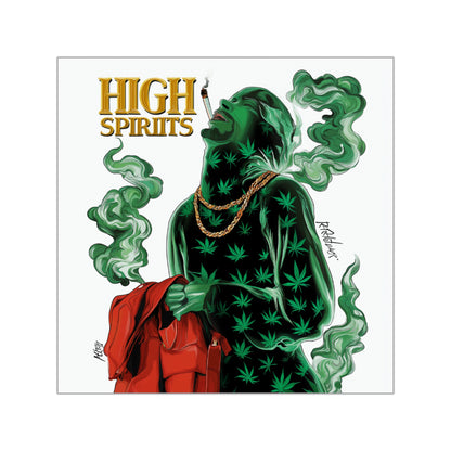 High Spirits Cannabis Smoke Figure Sticker - Luxury Hip-Hop Weed Art - HIGH ROLLER Premium 3x3 Vinyl