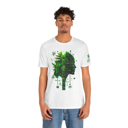 Digital Mind Tee - Premium Airlume Cotton Cannabis Culture Tech Art Matrix Design