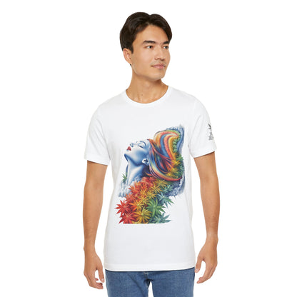 Rainbow Bloom Tee - Premium Airlume Cotton Cannabis Culture Spectrum Goddess Art