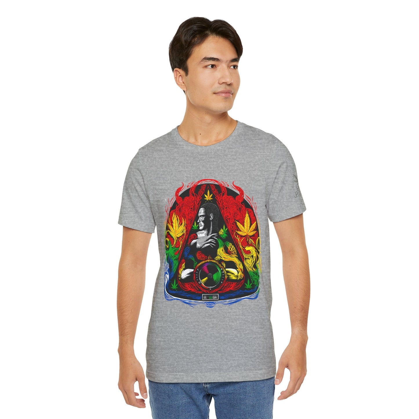 High Roller Sacred Buddha Cannabis T-Shirt - Premium 420 Spiritual Meditation Enlightenment Botanical Artistry Apparel