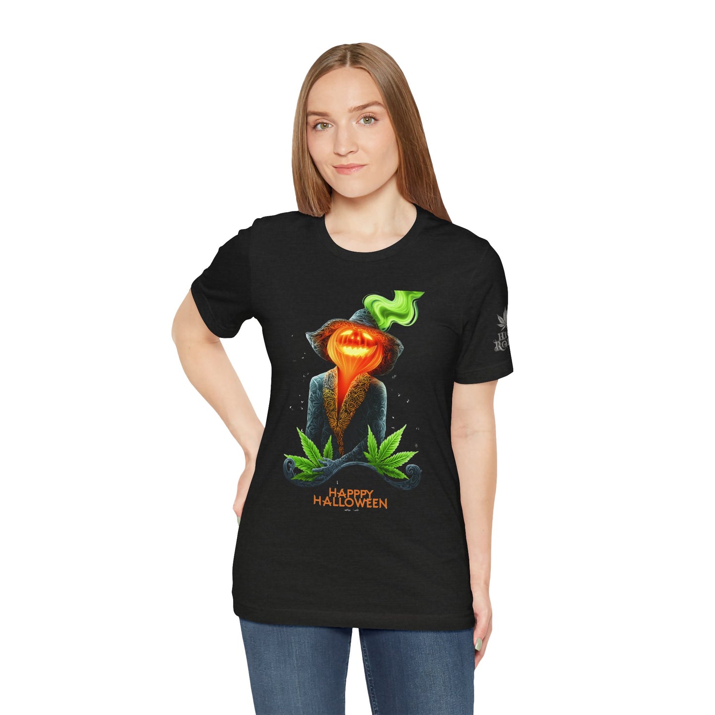 Victorian Pumpkin Gentleman HIGH ROLLER Halloween Cannabis T-Shirt - Premium Jack-o'-Lantern Aristocrat Meditation 420 Apparel
