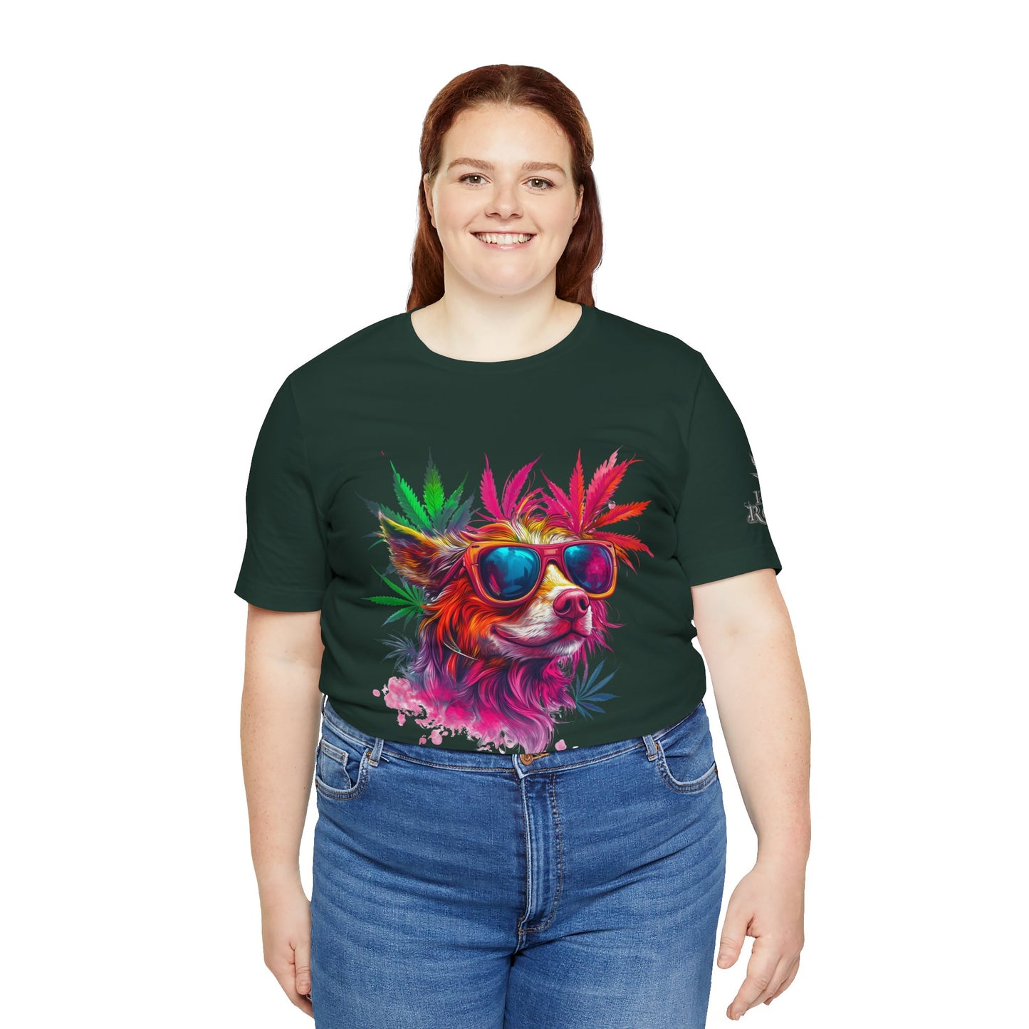 Spectrum Pup Tee - Premium Airlume Cotton Cannabis Culture Psychedelic Dog Art