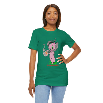 Smoking Hog Leg Pink Pig Tee - Premium Airlume Cotton Cannabis Culture Art