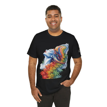 Rainbow Bloom Tee - Premium Airlume Cotton Cannabis Culture Spectrum Goddess Art