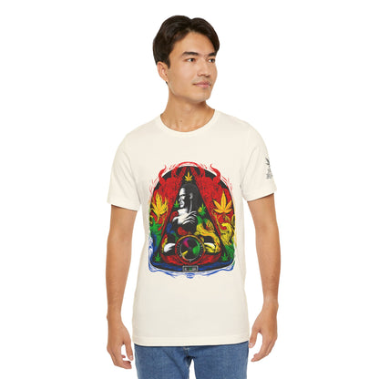 High Roller Sacred Buddha Cannabis T-Shirt - Premium 420 Spiritual Meditation Enlightenment Botanical Artistry Apparel