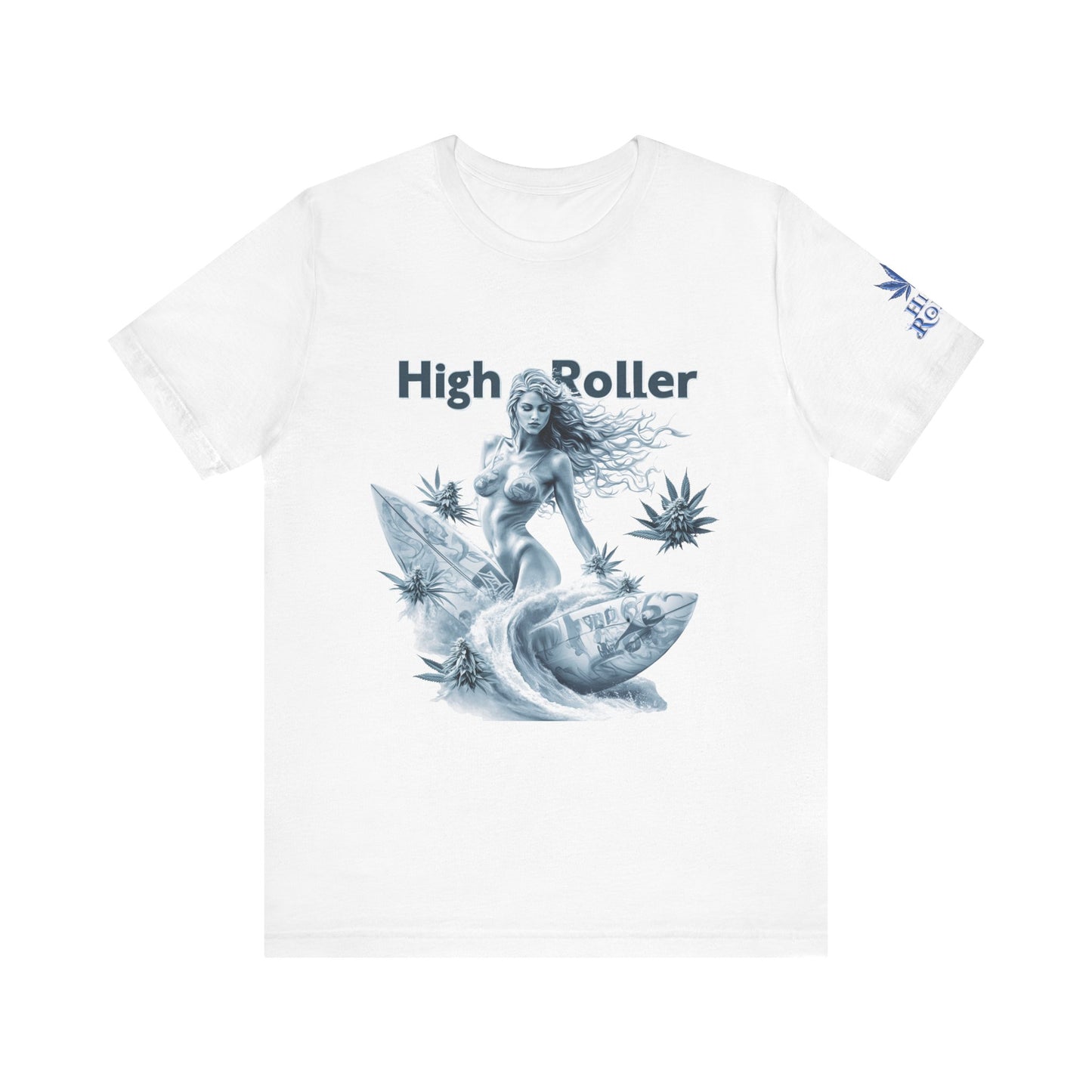 Chrome Wave Goddess Tee - Premium Airlume Cotton Cannabis Culture Surf Art