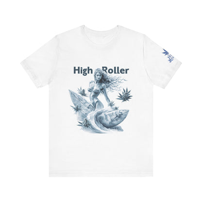 Chrome Wave Goddess Tee - Premium Airlume Cotton Cannabis Culture Surf Art