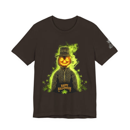 Spectral Pumpkin HIGH ROLLER Halloween T-Shirt - Premium Dark Cannabis Apparel