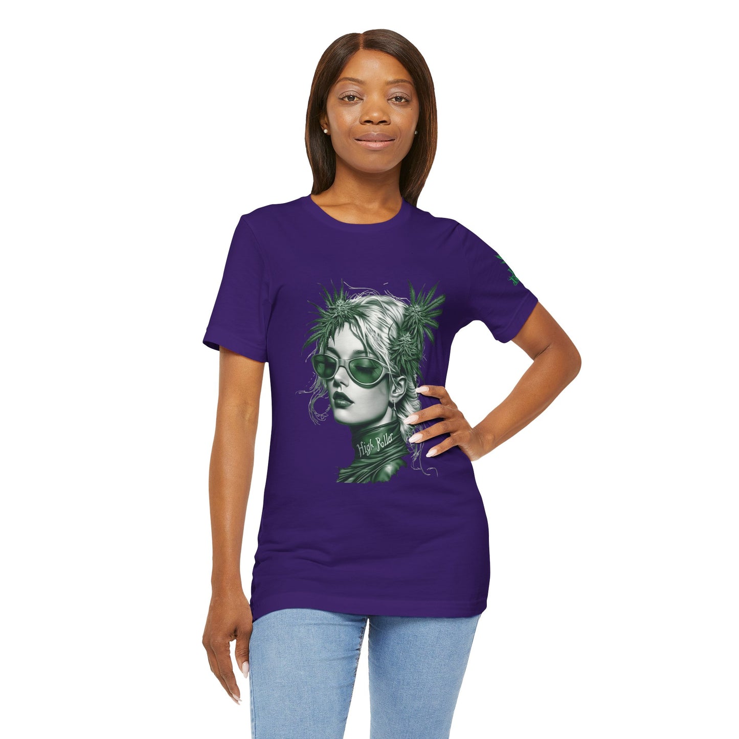 Green Queen T-Shirt - Premium Airlume Cotton Cannabis Crown Portrait Art Tee