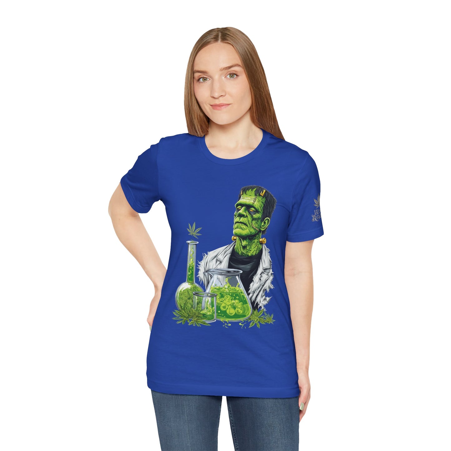 Frankenstein's Laboratory HIGH ROLLER Halloween Cannabis T-Shirt - Premium Monster Scientist 420 Experiment Apparel