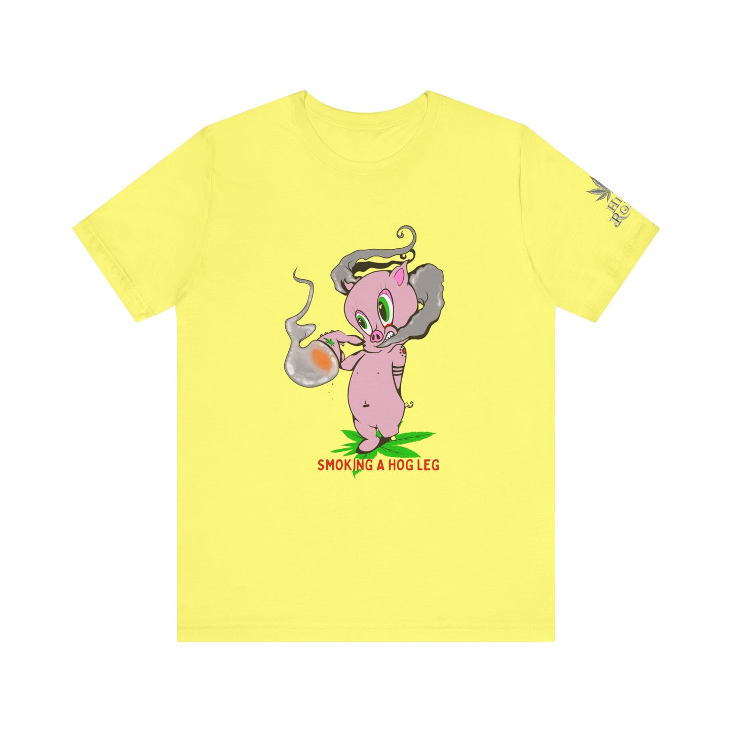 Smoking Hog Leg Pink Pig Tee - Premium Airlume Cotton Cannabis Culture Art