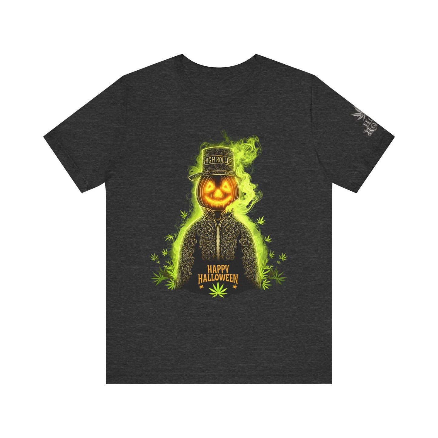 Spectral Pumpkin HIGH ROLLER Halloween T-Shirt - Premium Dark Cannabis Apparel