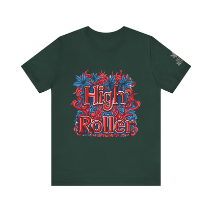 High Roller Ornate Logo Tee - Cannabis Typography Art Design | High Roller