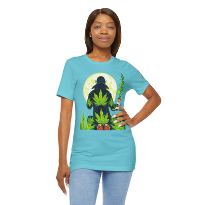 Luxury Gothic Cannabis Vampire T-Shirt - Premium Dark HIGH ROLLER Streetwear - Elevated Nocturnal 420 Fashion