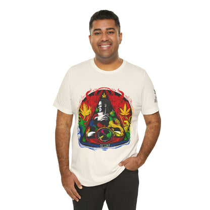 High Roller Sacred Buddha Cannabis T-Shirt - Premium 420 Spiritual Meditation Enlightenment Botanical Artistry Apparel
