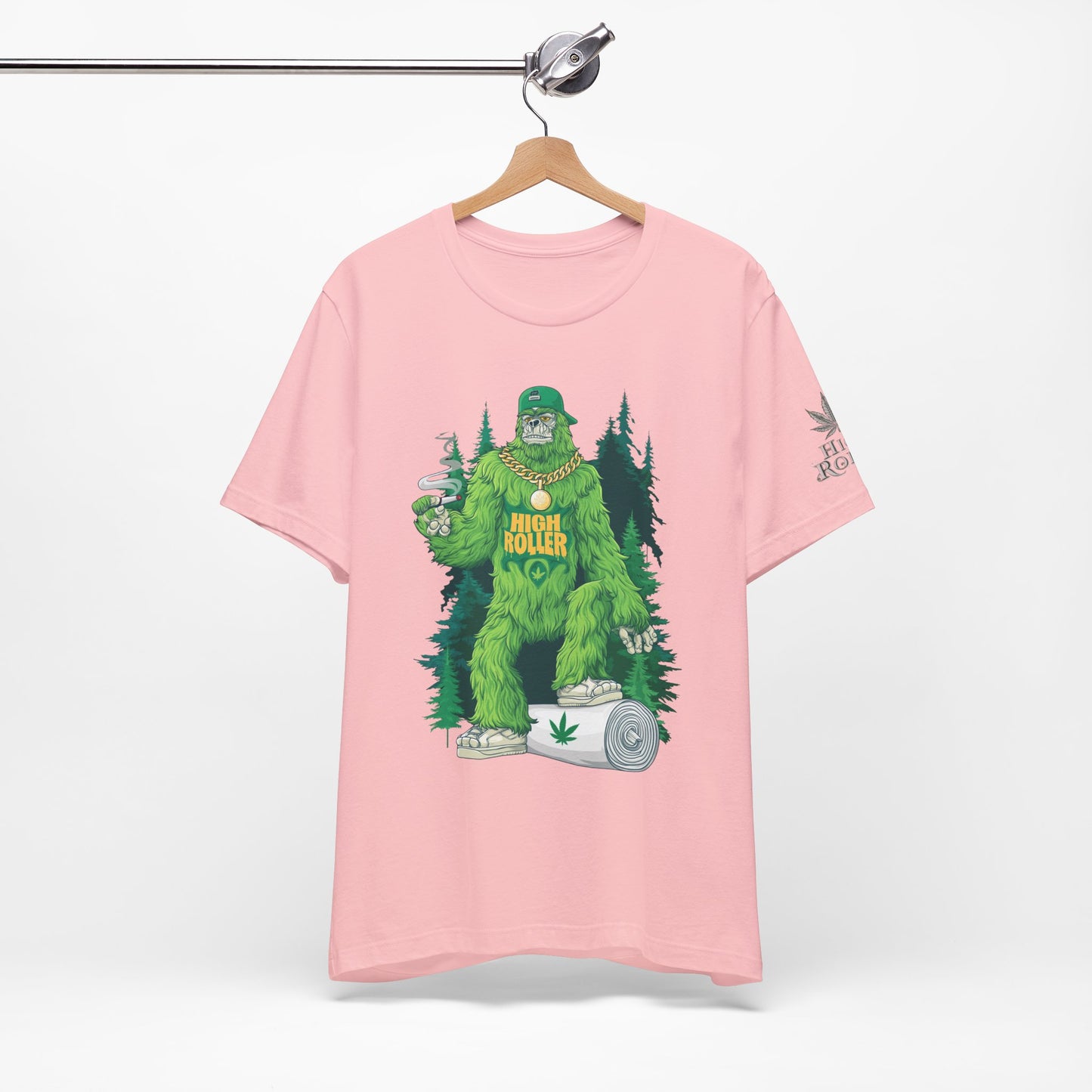 Bigfoot HIGH ROLLER Halloween Cannabis Forest T-Shirt - Premium Sasquatch Lifestyle Legend 420 Apparel