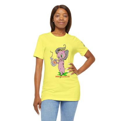 Smoking Hog Leg Pink Pig Tee - Premium Airlume Cotton Cannabis Culture Art