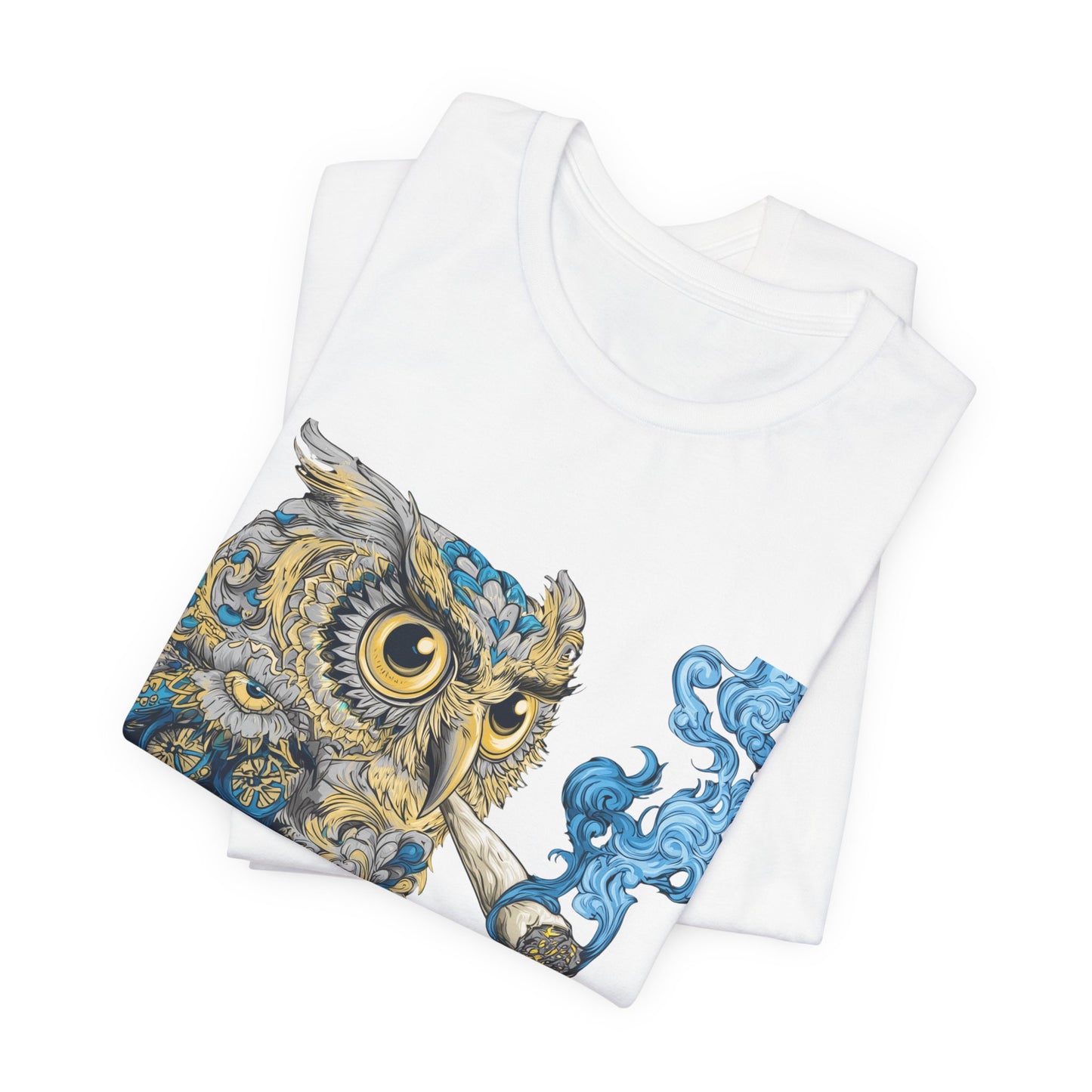 Baroque Owl Tee - Premium Airlume Cotton Cannabis Culture Ornate Bird Art