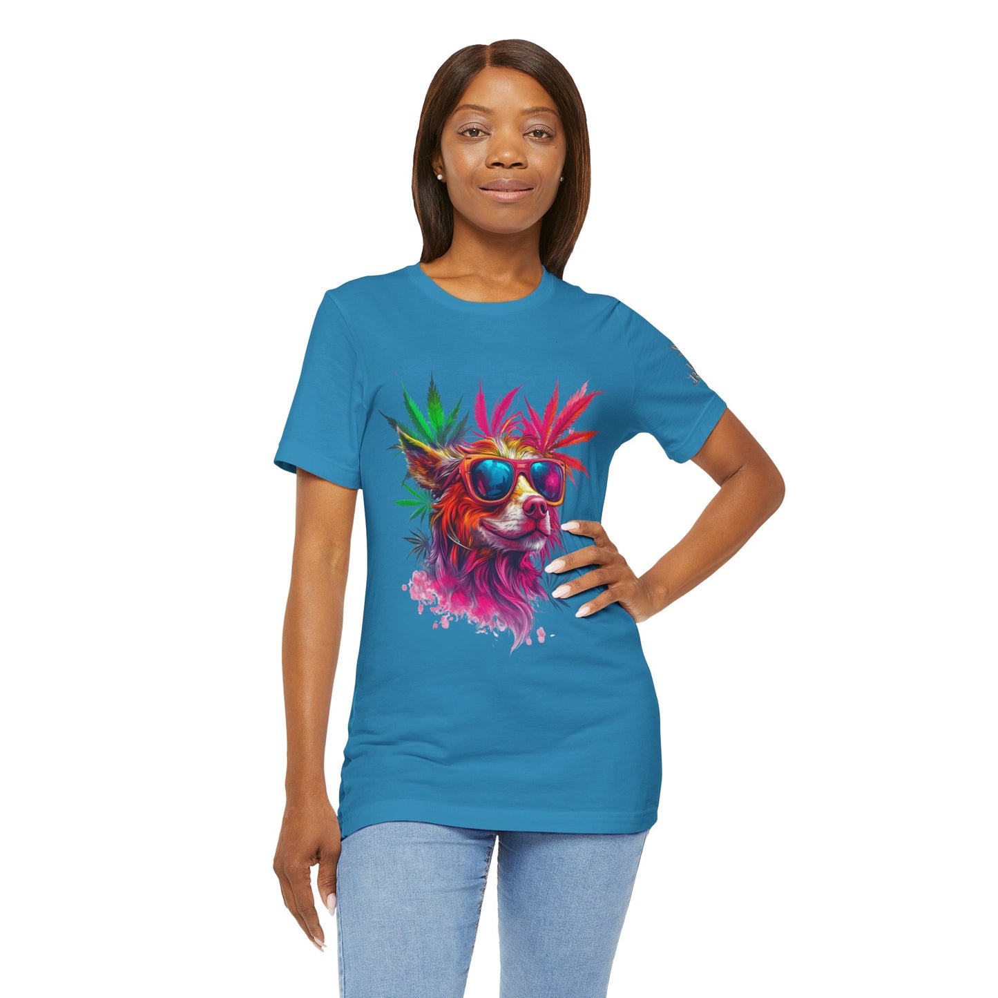 Spectrum Pup Tee - Premium Airlume Cotton Cannabis Culture Psychedelic Dog Art