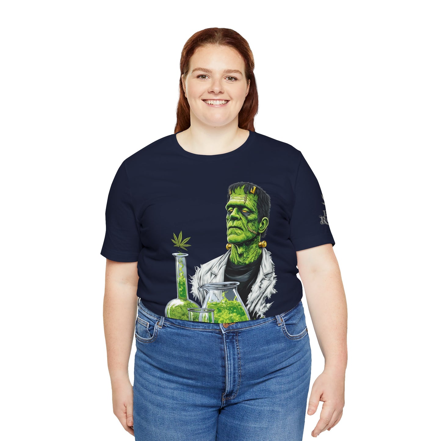 Frankenstein's Laboratory HIGH ROLLER Halloween Cannabis T-Shirt - Premium Monster Scientist 420 Experiment Apparel