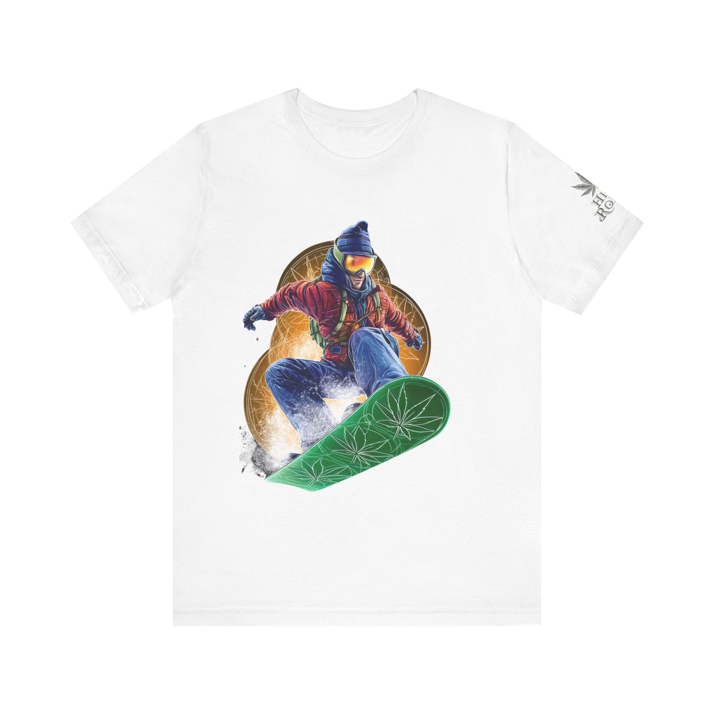 High Roller Snowboard Cannabis T-Shirt - Premium 420 Winter Sports Action Shred Mountain Lifestyle Apparel