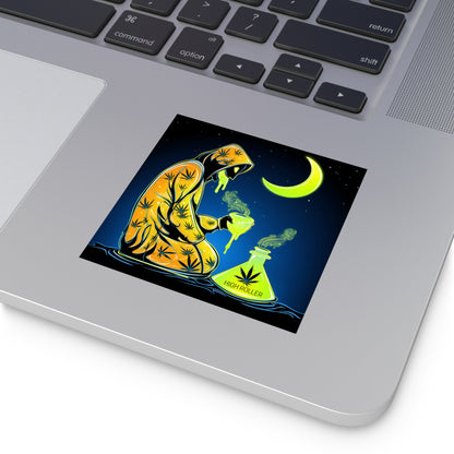 Midnight Cannabis Alchemist Halloween Sticker - Premium Melting Mystic HIGH ROLLER Moonlight Ritual 420 Vinyl Decal