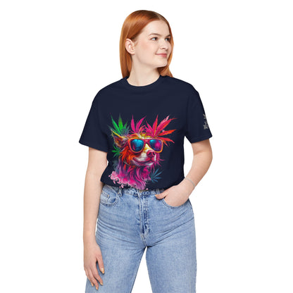 Spectrum Pup Tee - Premium Airlume Cotton Cannabis Culture Psychedelic Dog Art