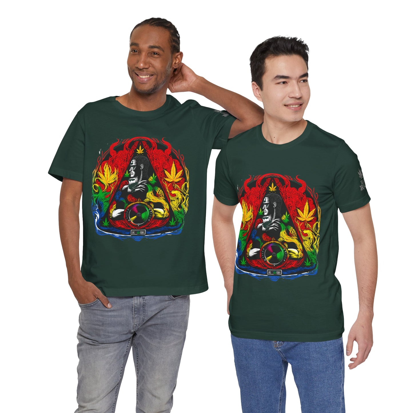 High Roller Sacred Buddha Cannabis T-Shirt - Premium 420 Spiritual Meditation Enlightenment Botanical Artistry Apparel