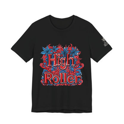 High Roller Ornate Logo Tee - Cannabis Typography Art Design | High Roller